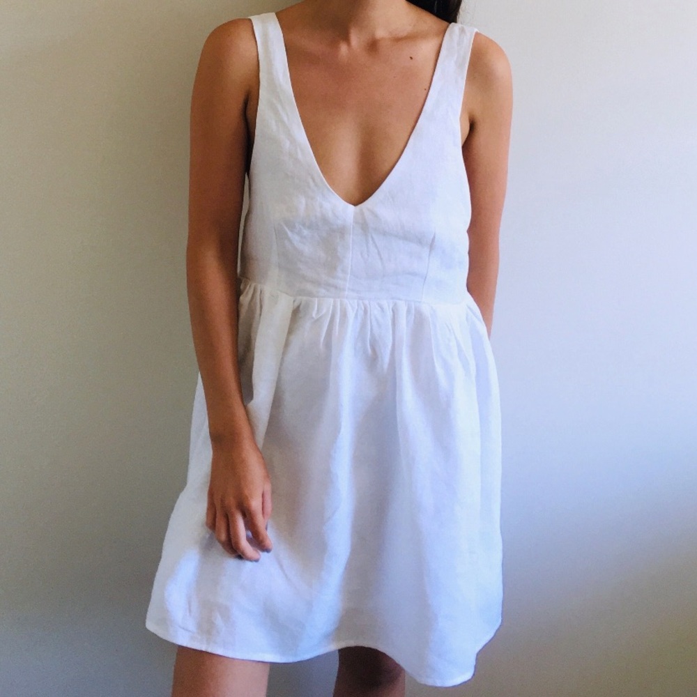 White Linen Midi Dress